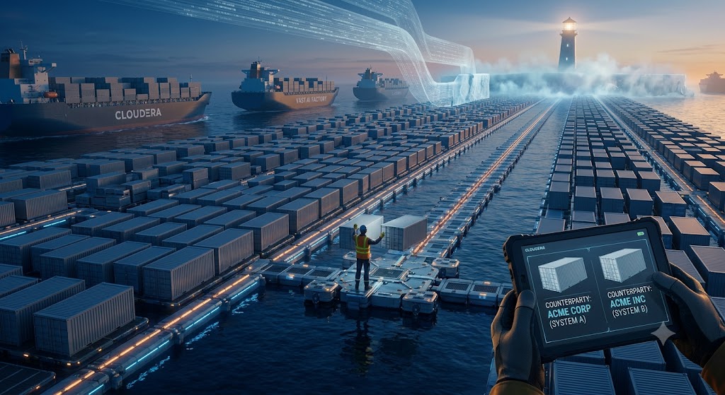 Semantically driven shipping lane representing semantic intelligence and Agentic AI